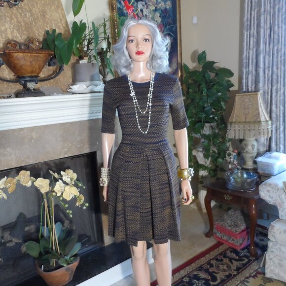 M Missoni Black & Copper Metallic Knit Pleated Dress – IT 42 / US 6 - Picture 3 of 16